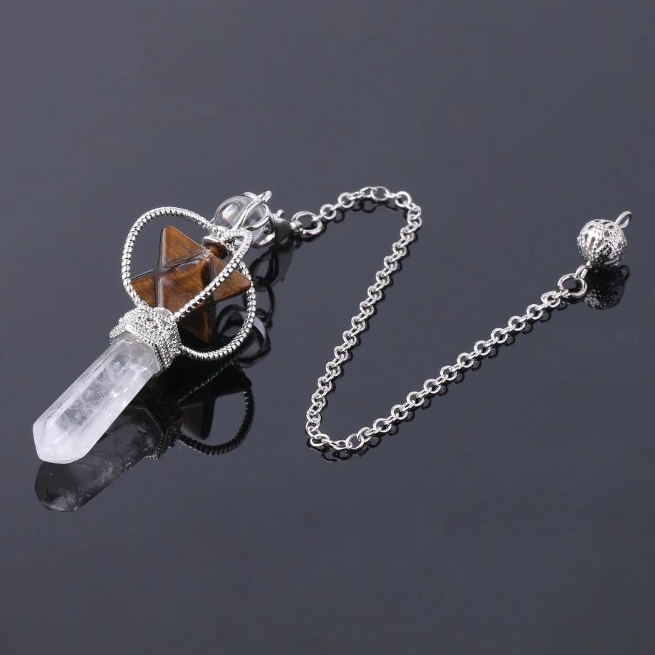 CSJA-péndulo de espiga Merkaba de cuarzo Natural, péndulo colgante de Reiki de cristal, péndulo curativo, péndulos de radiestesia , pendulo adivinacion , pendulos de cuarzo , cuarzos piedras naturales F770